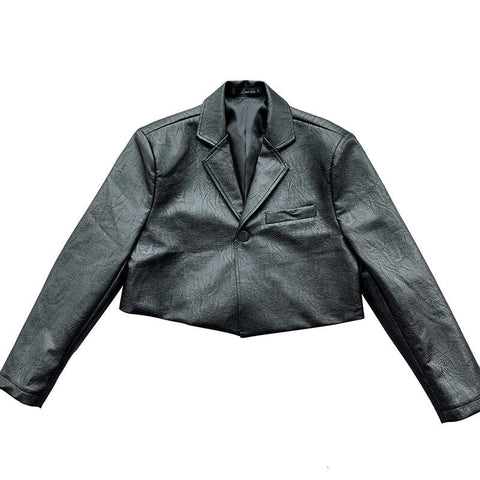 The Konstantine Cropped Faux Leather Biker Jacket