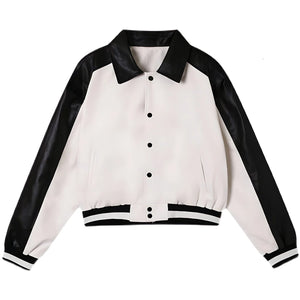 The Gio Faux Leather Varsity Jacket