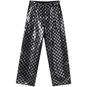 The Microcheck Loose Fit Sequin Pants