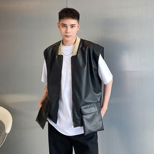 The Bastien Faux Leather Utility Vest