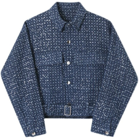 The Veron Sequin Denim Biker Jacket