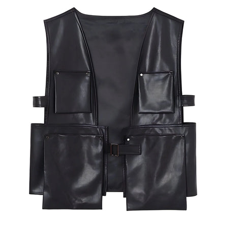 The Luca Faux Leather Utility Vest